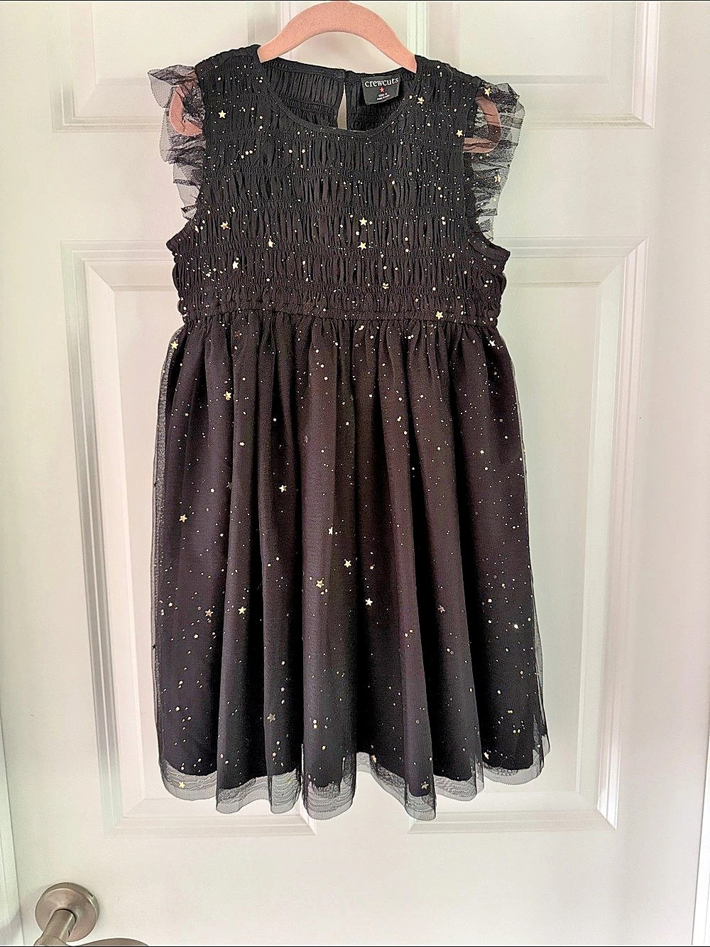J.Crew Crewcuts Black Gold Star Tulle Party Dress Size 6